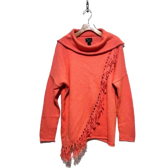 Pure Handknit by Neon Buddha Orange Bohemian Handmade Sweater Tunic Top - Picture 3 of 12